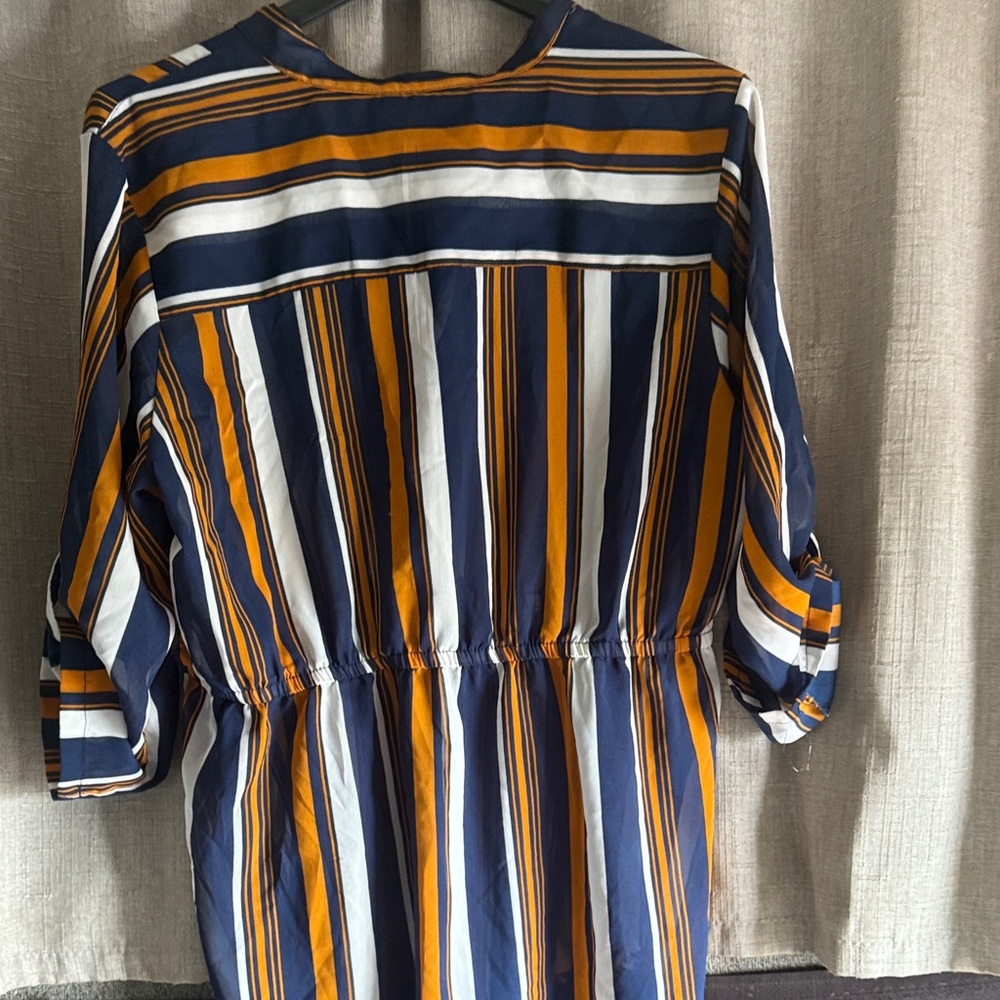 Striped Navy and Mustard Women's Top M - Picture 4 of 4